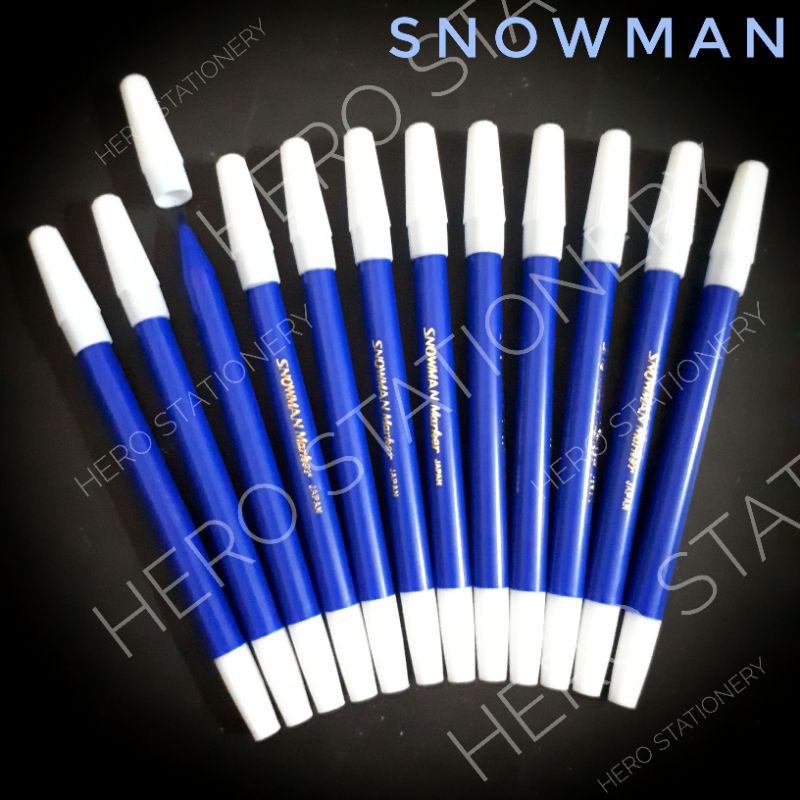 

Spidol snowman marker biru blue . 12 unit