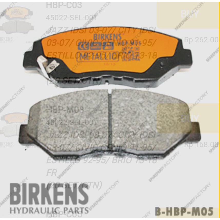 Kampas Rem Depan/Brake Pad Honda CRV 2002-2006 BIRKENS METALLIC