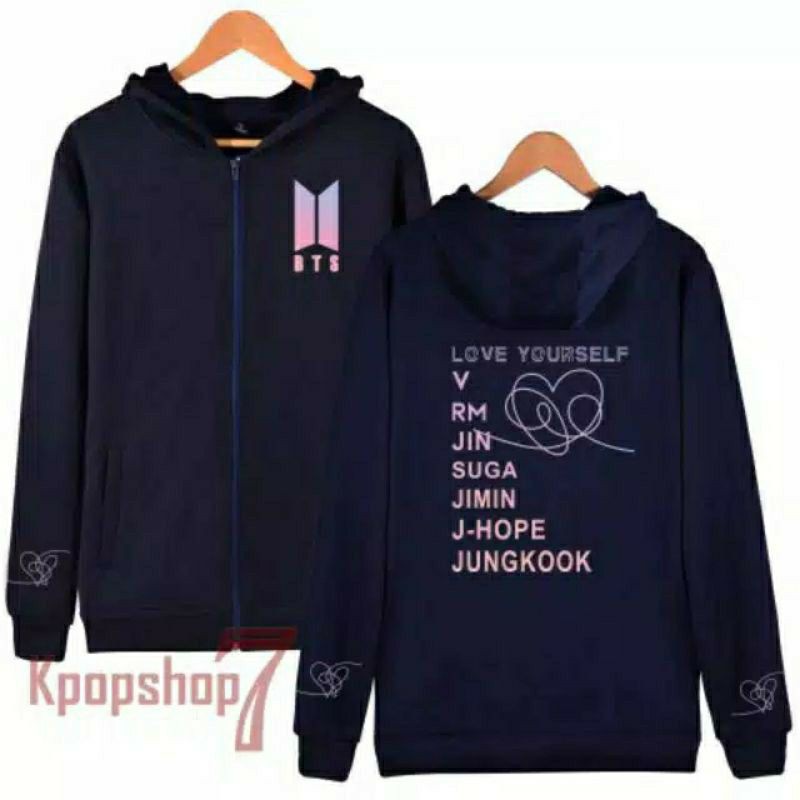 jaket hoodie zipper dewasa BTS