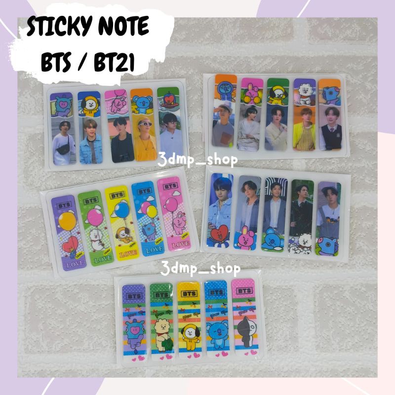 sticky note bts bt21 memo marker cooky tata chimmy koya rj van