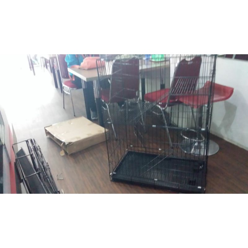 Kandang Kucing tk3 XL uk 110x75x50. bahan besi tebal-Hitam