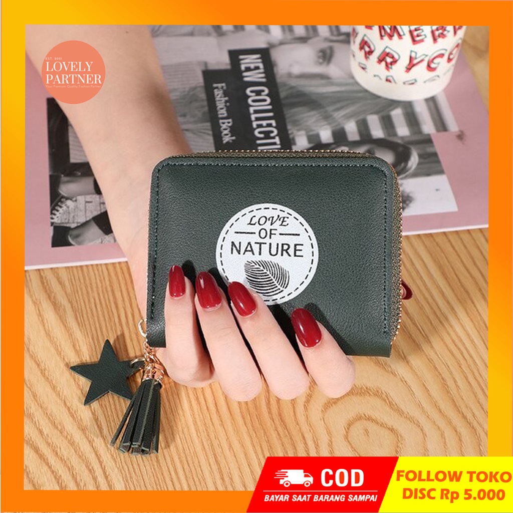 W39 Dompet Mini Wanita Motif Alam Lucu Nature Koin Cewek Kartu Uang Foto Cantik Women Wallet Perempuan Kulit PU Leather Hitam Lipat Kecil Panjang  Korea Pria Cowok Laki Laki Cowo Import Premium Murah Tas Dompet Wanita Import Cewe Cantik