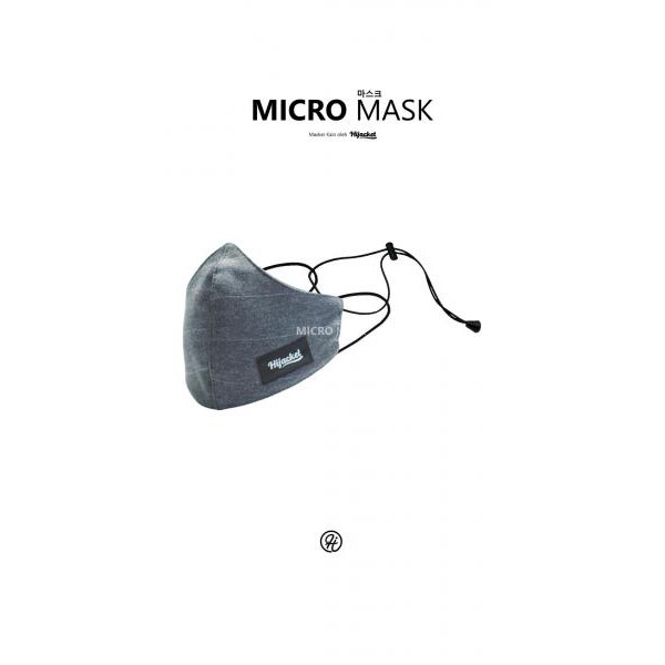 HIJACKET Micro Mask Masker Kain Pria Wanita Tali Karet Elastis Headloop 2 PLY Lapis-GREY