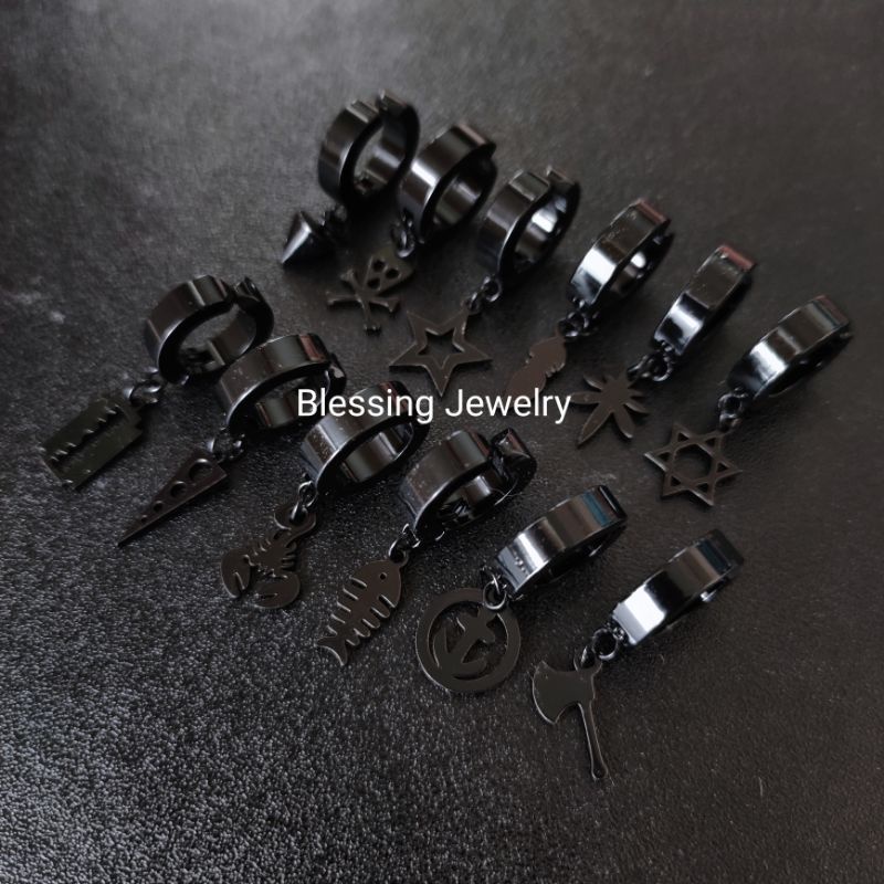 Satu Pasang/1Pcs Anting Jepit BTS Korea Titanium