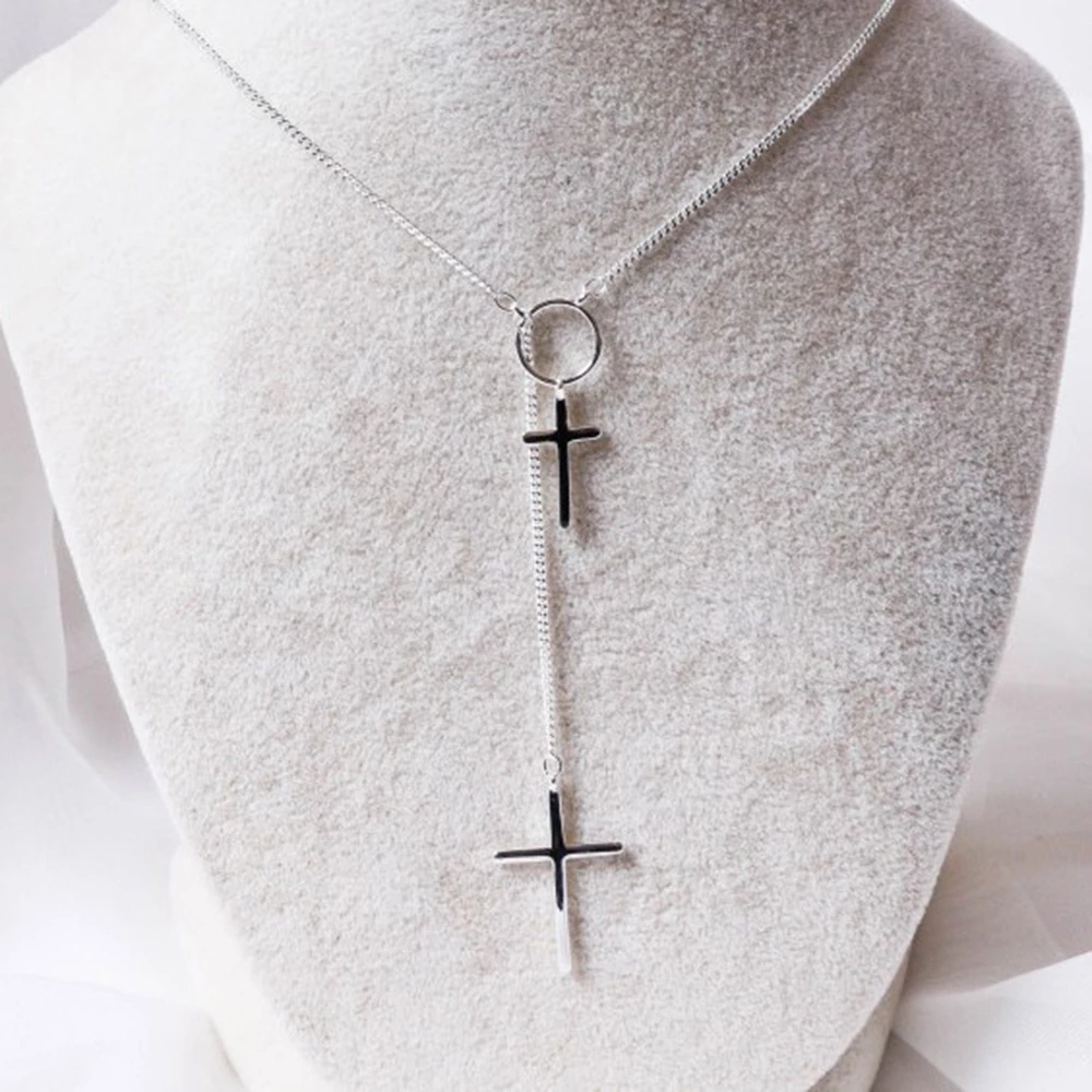 Fashion Simple Cross Long Chain Pendant Necklace For Women