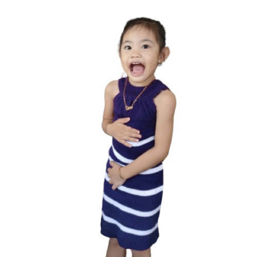 DRESS RAJUT ANAK STRIP BOLDA 1-4 TH