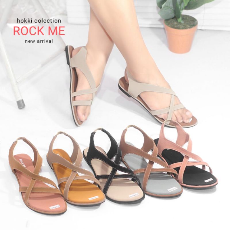 Sandal wanita flat  tali silang  terbaru