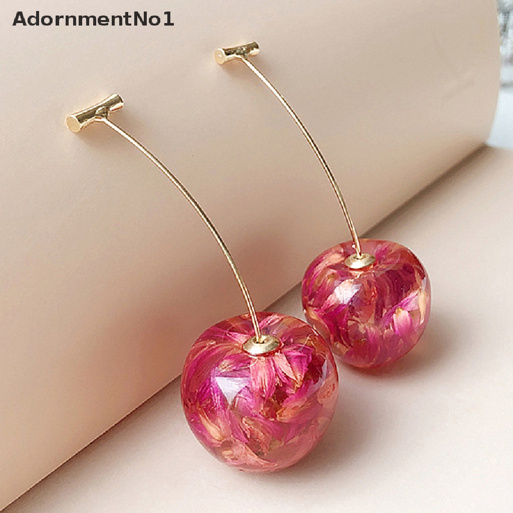 (AdornmentNo1) 1 Pasang Anting Kait Gantung Desain Buah Ceri Gaya Elegan Untuk Wanita