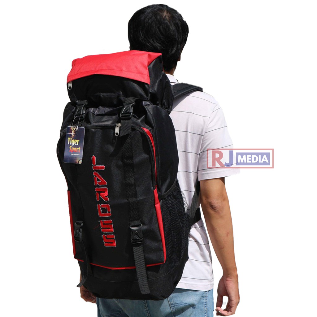 Tas Carrier Laros Warna Merah Tas Ransel Camping Ransel Outdoor Kuat Tebal Berkualitas Tas Mendaki Muncak Hiking Rafting Traveling Mudik Kapasitas Besar Jahitan Kuat