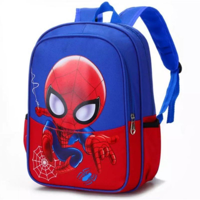 Tas ransel anak karakter superhero spiderman canvas 3in1 - tas + waistbag + jam tangan - tas anak