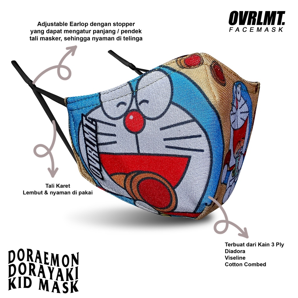 Masker Anak Overlimit / Masker Anak kain 3 ply / Masker Spongebob / Bt21 / Doraemon / Unicorn