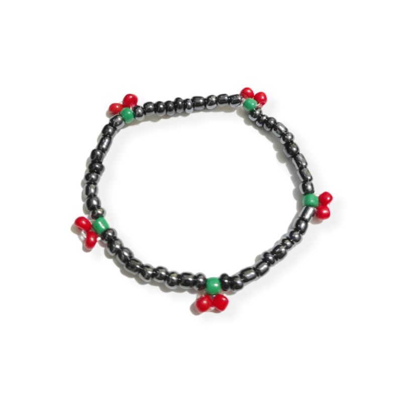 Gelang Cherry Beads Bohemian Bracelet Mote Buah Cherry Elastis Boho Style