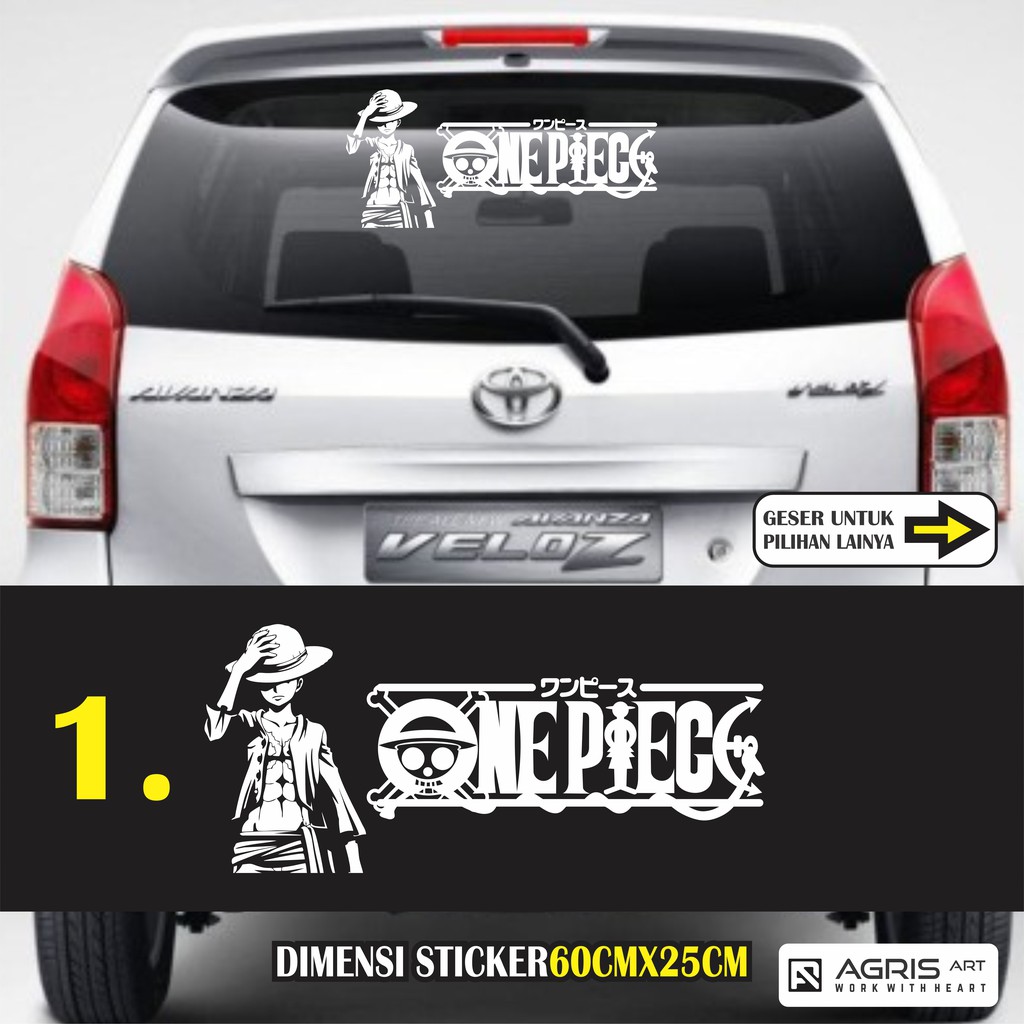 cutting sticker stiker luffy one piece kaca belakang mobil