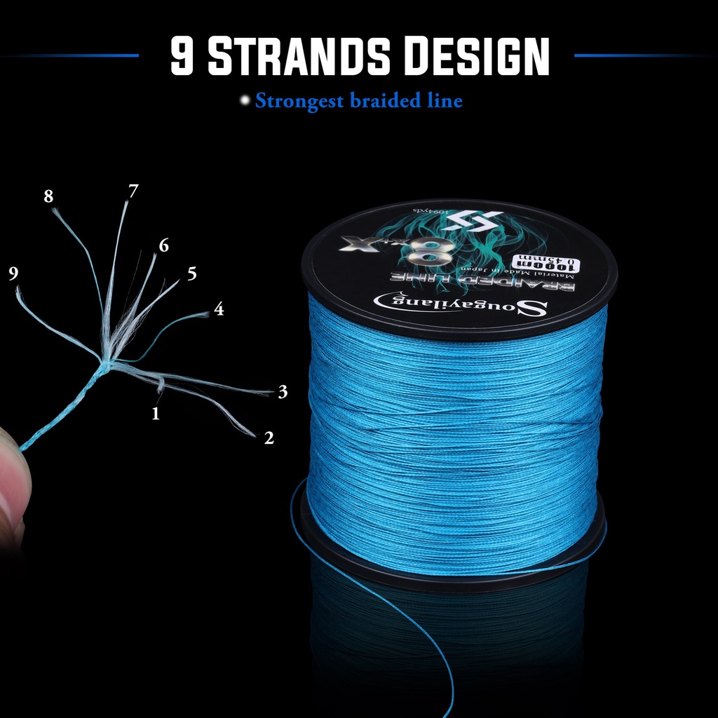 Sougayilang 300M 500M 8+X Strands Braided Fishing Line Multifilament Durable Senar pancing Strong PE Garis Ikan