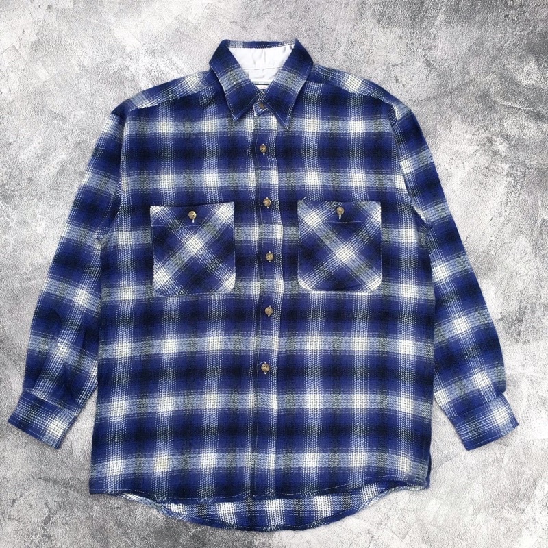kemeja flannel motif veterano vintage