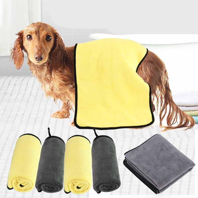 【Yayapet】Handuk Grooming 2 Lapis Kuning Abu Kucing Anjing Daya Serap Tinggi Dan Lembut bahan Microfiber Cepat Kering