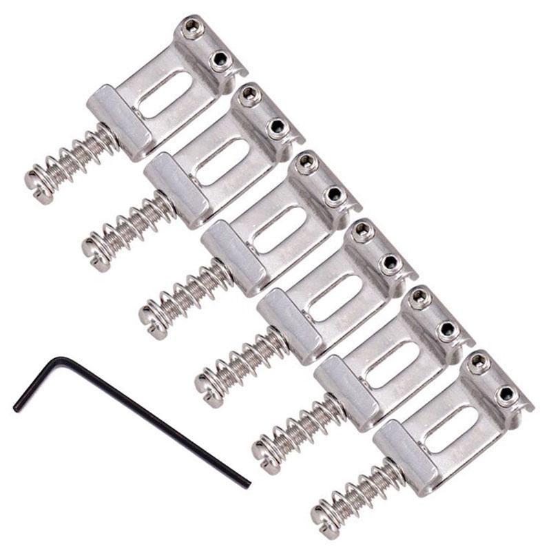 Bridge For Fender Electric Guitar - 6pcs Chrome Flat Saddles For Fender Strat Electric Guitar Tremolo Bridge Wrench Shopee Indonesia
