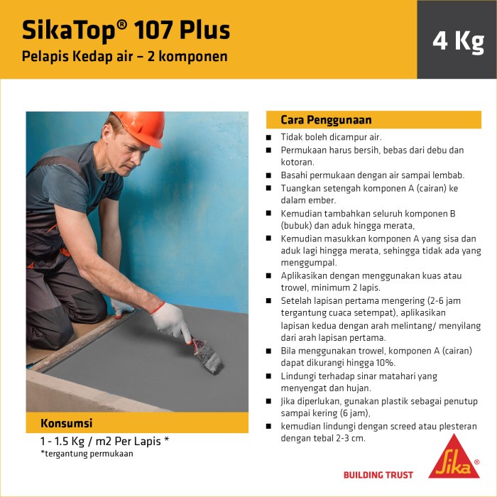 SikaTop 107 Plus Pelapis Anti Bocor Dak Beton Kamar Mandi 4Kg