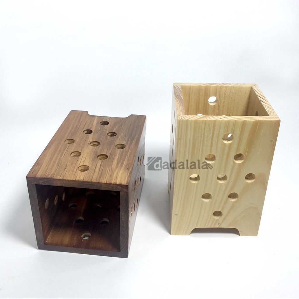 DADALALA Kotak Kayu Serbaguna Ukuran 10x10x15 Cm Untuk Penyimpanan Spatula dan ATK Bahan Kayu Pinus - 2 Varian