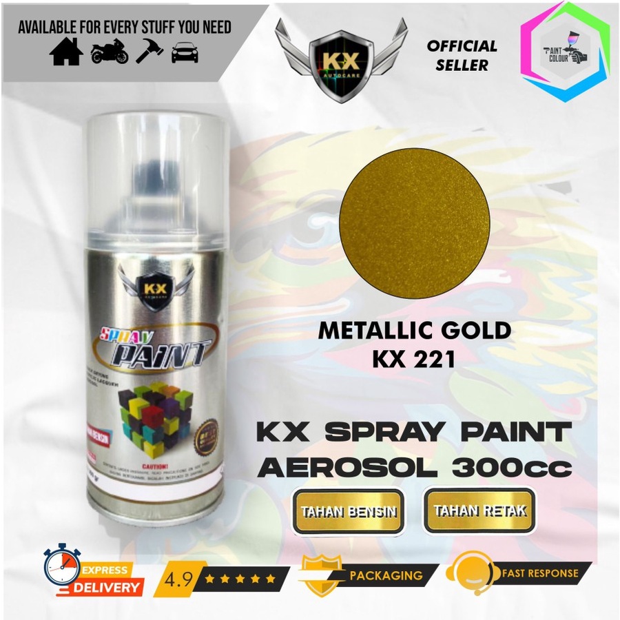 Cat Semprot Aerosol / Pylox KX Autocare Paint - KX 221 METALLIC GOLD
