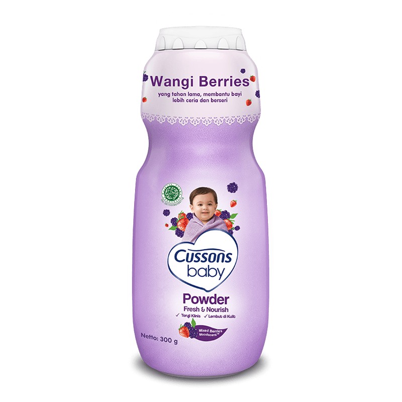 Cussons Baby Powder Bedak Bayi EXTRA 50% 200g + 100g Fresh &amp; Nourish Berries/Mild &amp; Gentle/Soft &amp; Smooth/Pink/Ungu/Pink