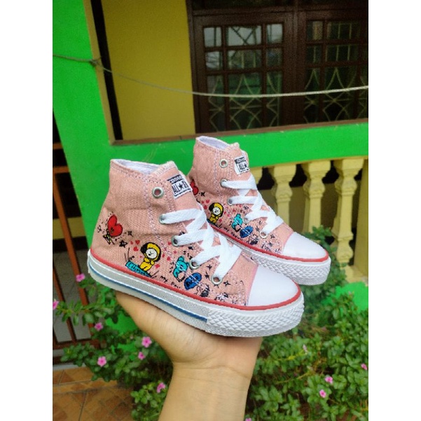 SEPATU CONVERSE ANAK BT21 PINK PREMIUM HIGH QUALITY SEPATU CONVERSE ANAK PEREMPUAN