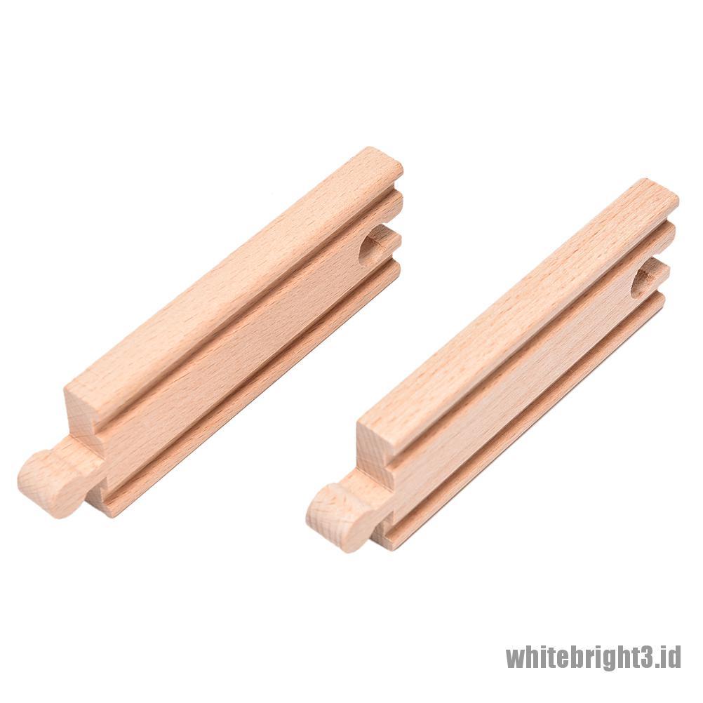 (white3) 1pc Mainan Track Kereta Api Lurus Bahan Kayu Untuk Semua Merk