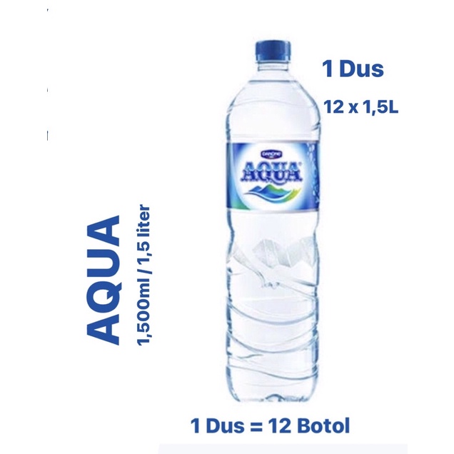 

〖Aqua Botol 1500ml | 1 Dus @12 Botol | Air Mineral 1,5 liter 〗