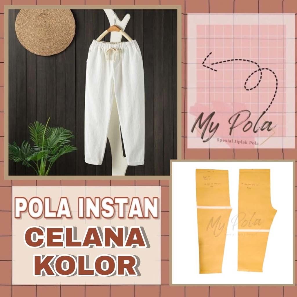 [COD] - Pola Celana Kolor Wanita - Pola Instan Kolor Panjang - Pola Celana Wanita - Pola Celan