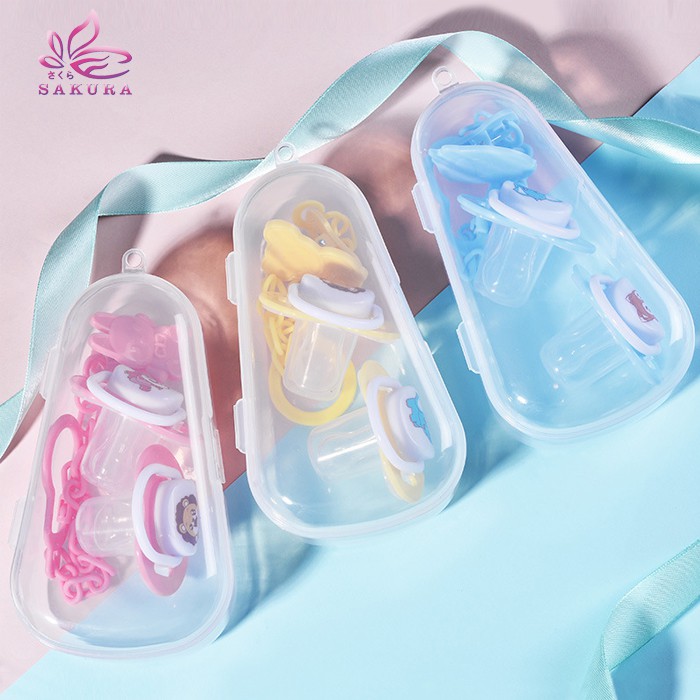 Empeng bayi isi 2pcs + Rantai Klip Pacifier Dot Silicone bayi free box