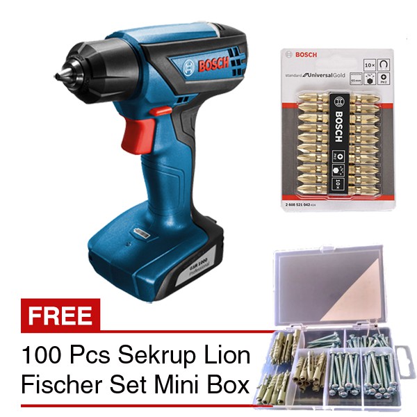 BOSCH GSR 1000 Bor Cordless & BOSCH 10 Pcs Mata Bor Obeng PH 2 MK 01