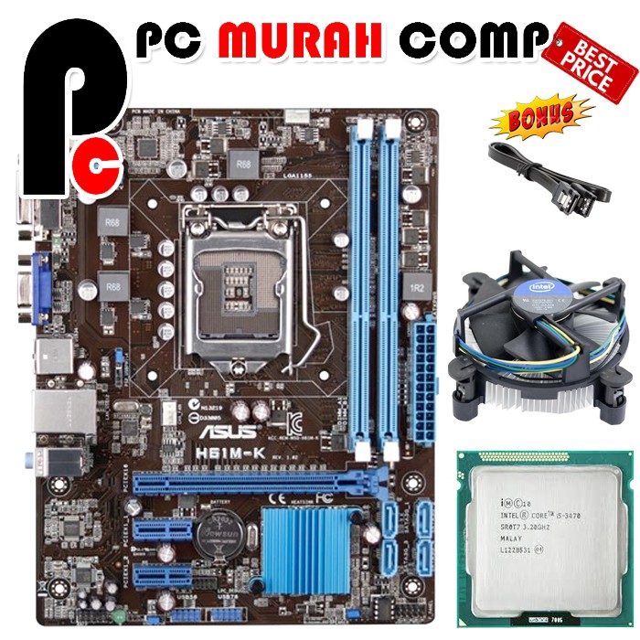 MOBO Mainboard Intel LGA 1155 H61 ASUS Dengan Processor I5 3470