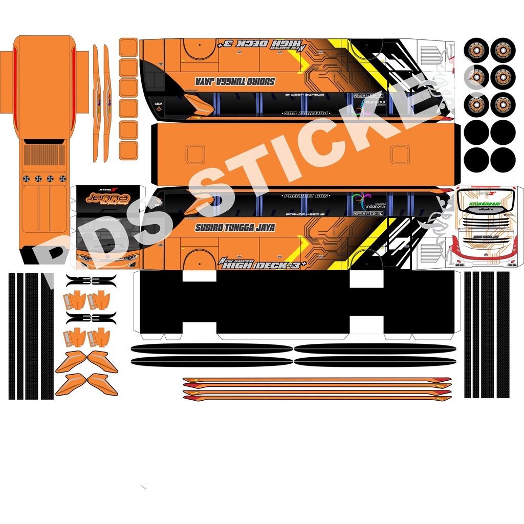 DIY miniatur bis pola paperbus papercraft bis STJ Sudiro Tungga Jaya