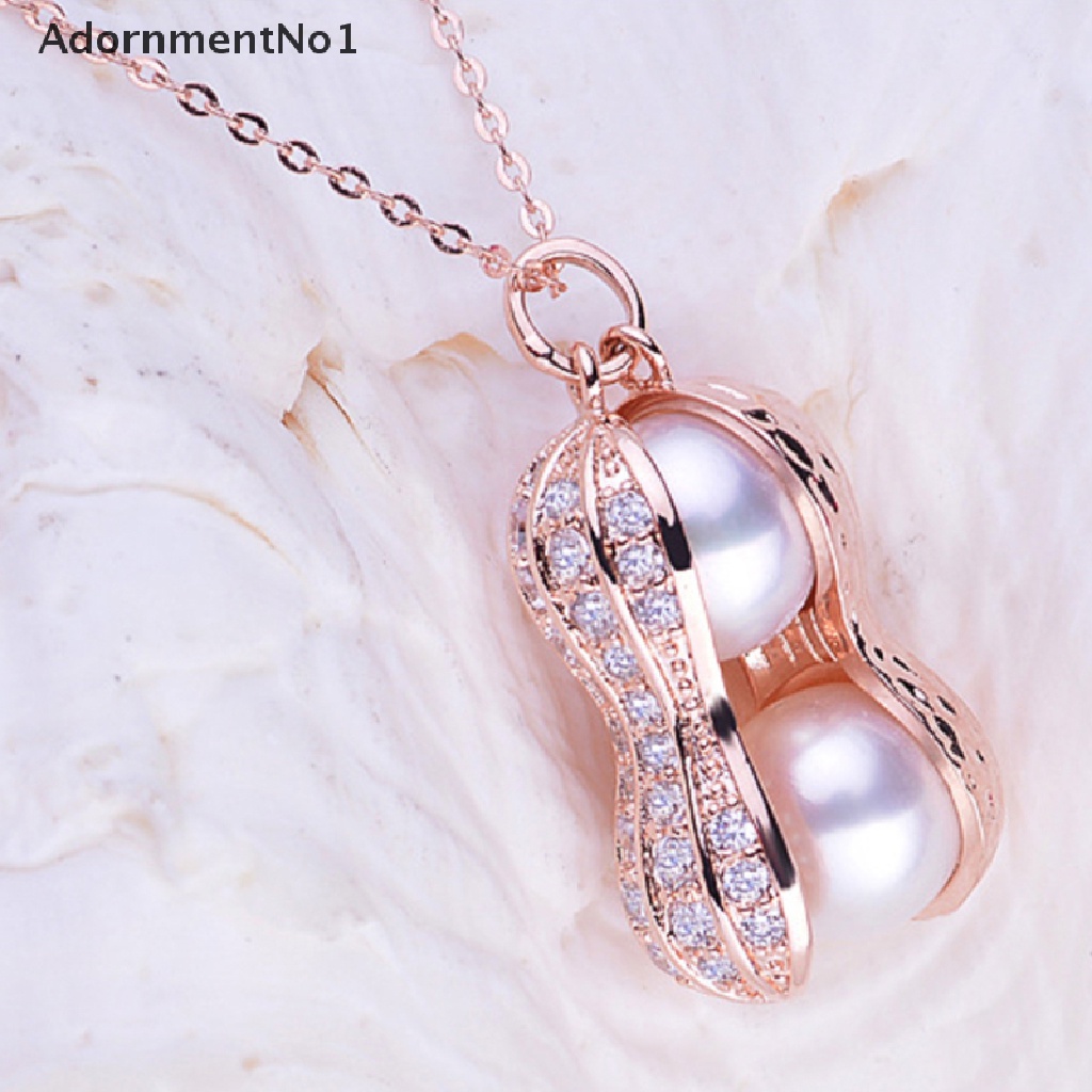 (AdornmentNo1) Kalung Rantai Dengan Liontin Kacang Hias Mutiara Untuk Wanita / Pesta Pernikahan