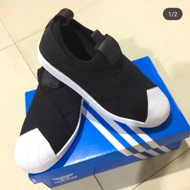 FS Original Adidas Superstar Slip On Black Shoes/ Sepatu Adidas Wanita Superstar SlipOn