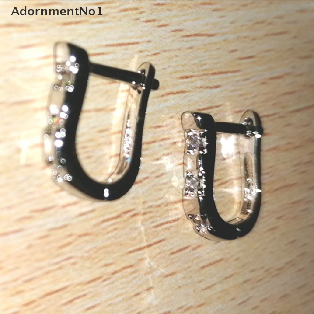 (AdornmentNo1) Anting Tusuk Sterling Silver 925 Desain Tapal Kuda Hias Zircon Untuk Wanita