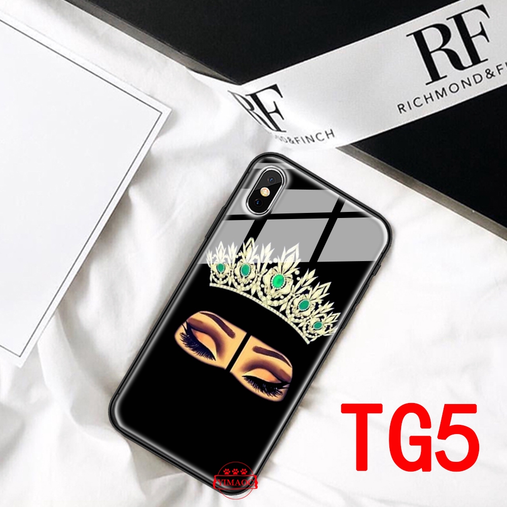 Casing Tempered Glass Motif Wanita Berhijab Kartun Untuk Huawei P20 P30 Lite Pro Honor 8X 9 10 Lite