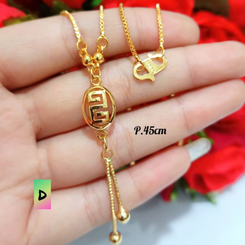 TITANIUM Kalung Dewasa koye Jurai plat ukir logam emas Korea tidak karat