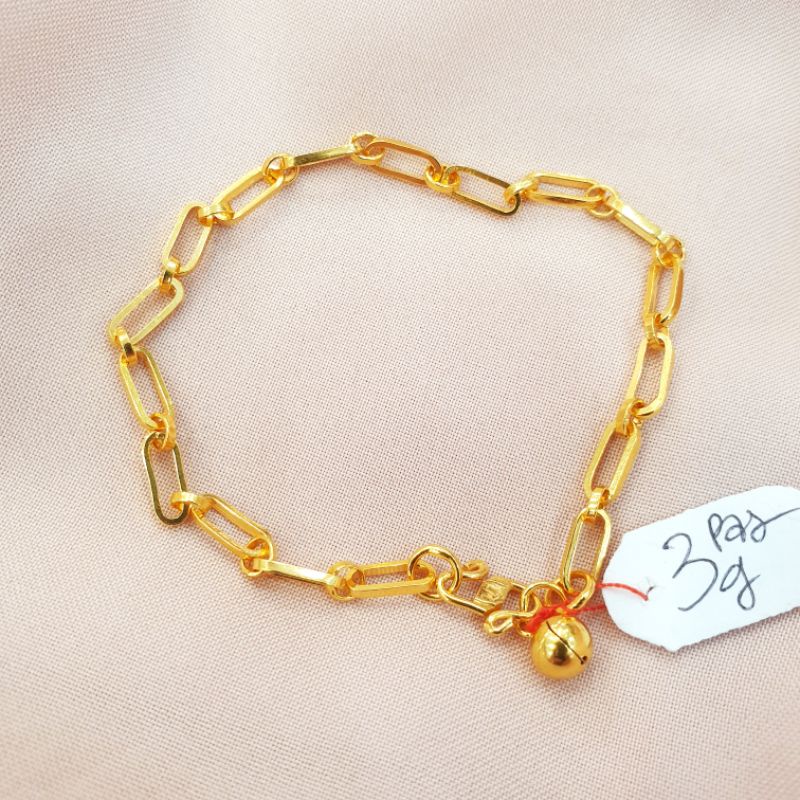 Gelang tangan dewasa rantai paperclip emas asli kadar 300