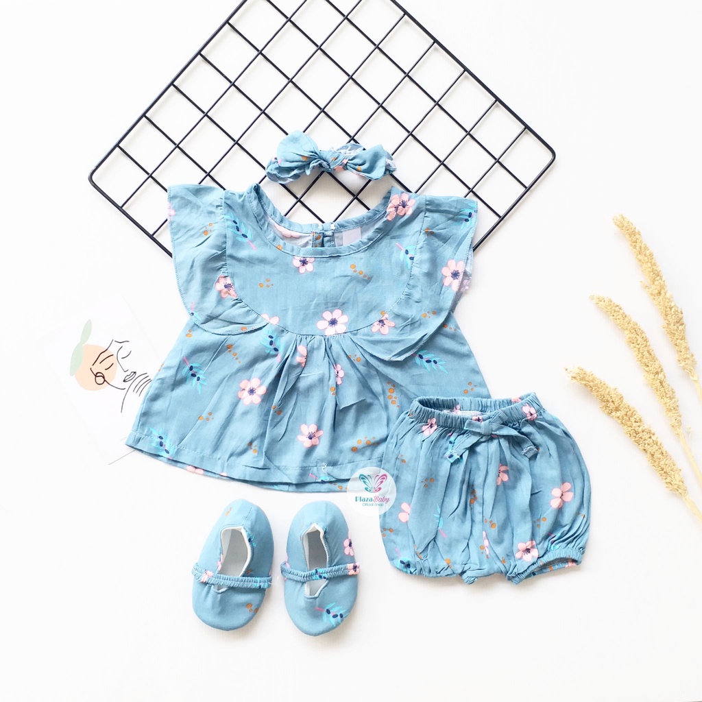 Plazababyku MX SIENNY SETELAN BANDO CPDK setelan bayi motif bunga yang lucu free headband + sepatu part3