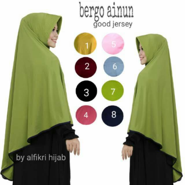 Kerudung Instan Bergo Ainun Hijab Bahan Jersey Jilbab Pakai Pad Antem Adem Jumbo Menutupi dada Syari