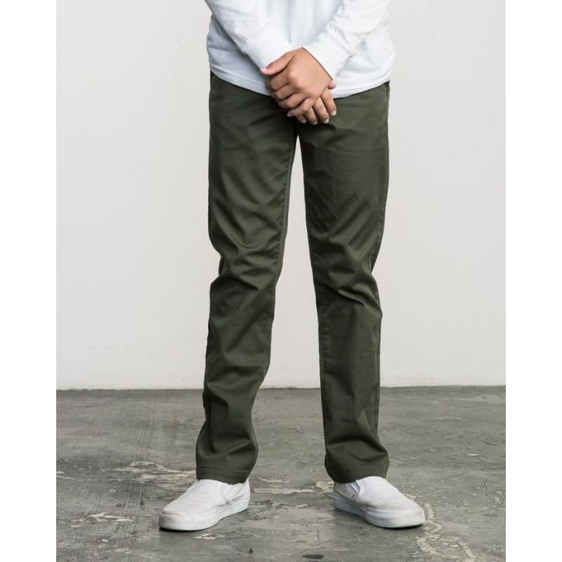 Hollowdvsn Celana  Chino  Standar Fit Pria Hijau Army 