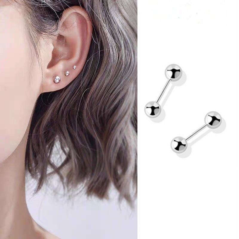 1 Pc Anting Tindik Tulang Rawan Telinga Bahan Stainless Steel Gaya Korea Untuk Pria Dan Wanita