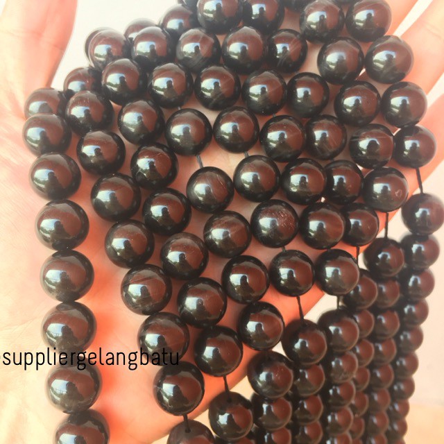 bahan gelang batu kalung black tiger eye premium biduri sepah hitam 8mm grosir bahan craft prakarya