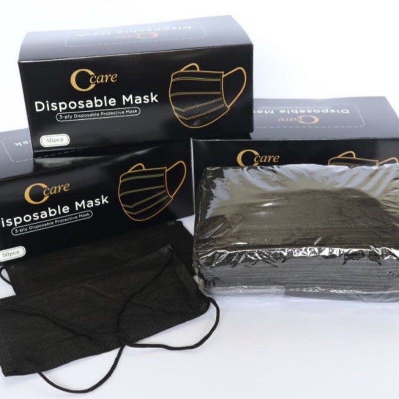 Masker 3ply medis hitam C Care / Masker medis 3 ply CCare