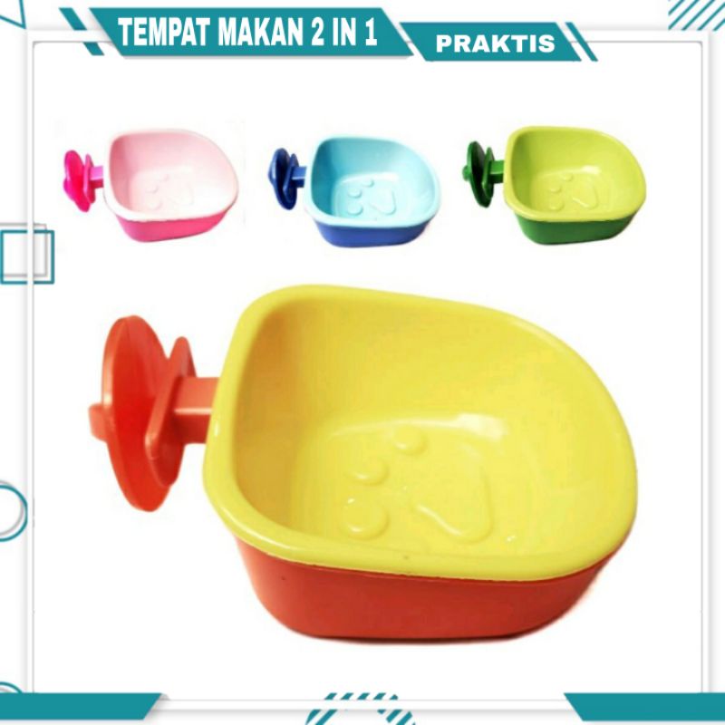 TEMPAT MAKAN KOTAK JEPIT 2 IN 1 / TEMPAT MAKAN MINUM KUCING / TEMPAT MAKAN MINUM