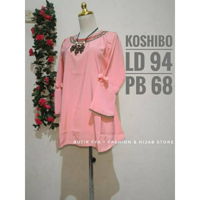 Atasan Blouse Baju Wanita Pink Koshibo Pita Polos