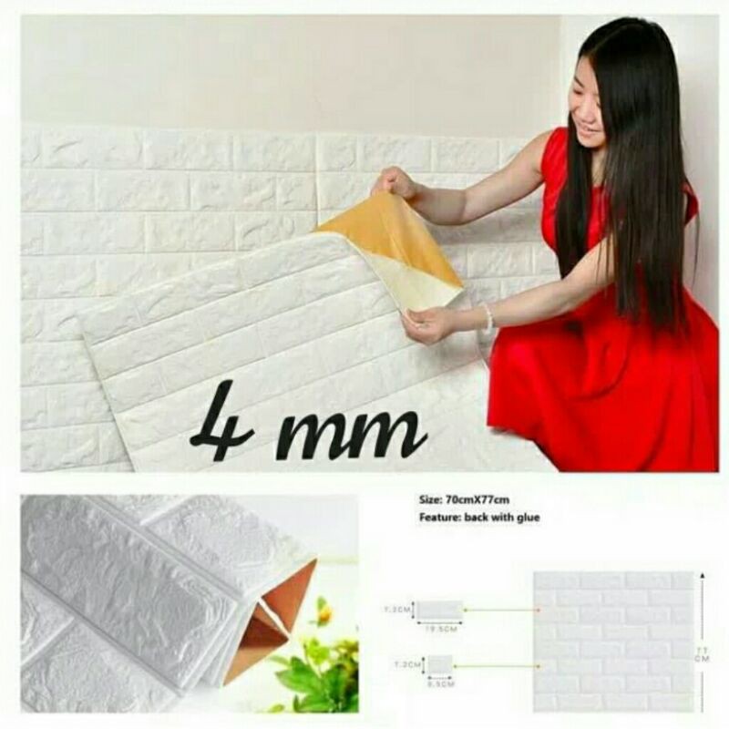 Wallfoam Sticker Foam Bata Brick 3D Bata Putih Timbul