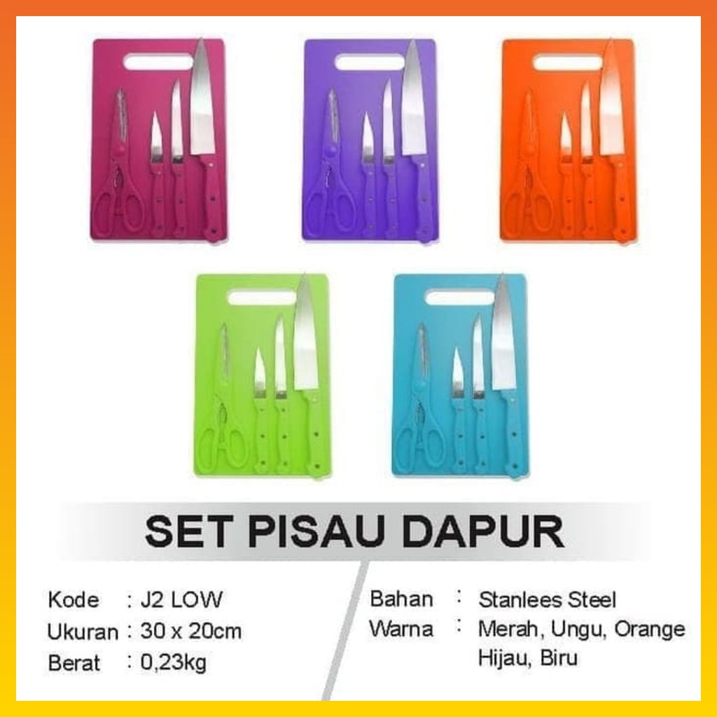 Pisau set Dapur Pisau set talenan Pisau warna Pisau stainless Pisau tajam Full 5 In 1 Harga Import Anti Karat