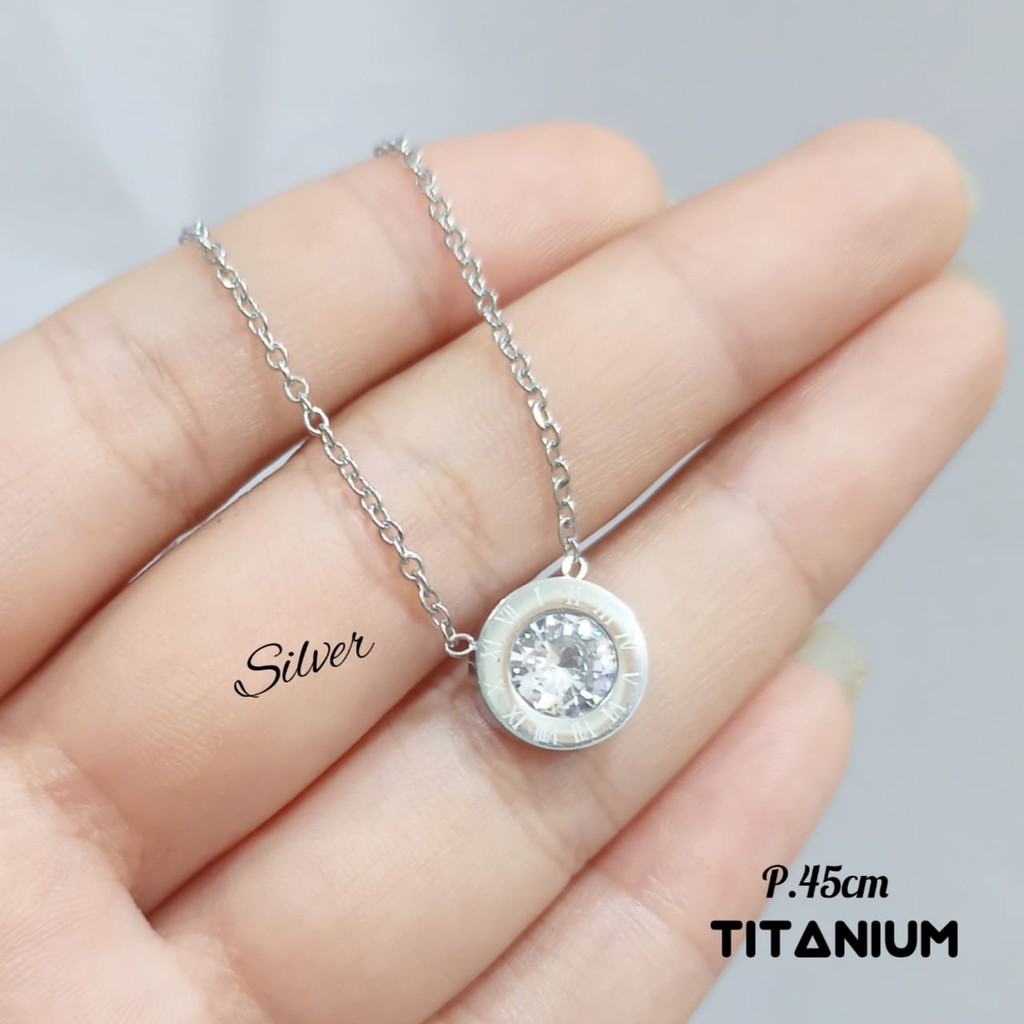 Perhiasan TITANIUM Kalung permata 1 branded Anti karat &amp; Anti Luntur